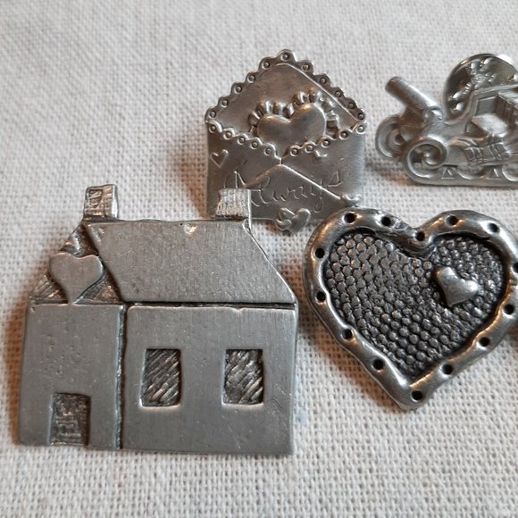 Vintage Pewter Brooch Pin Lot LCD Ann Clarke for Teacher Cottage Core - Picture 2 of 13